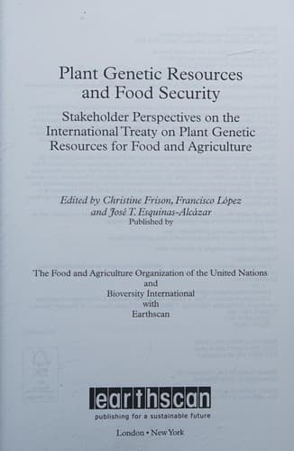 Cover of Plant genetic resources and food security