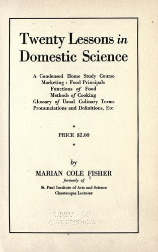 Cover of Twenty lessons in domestic science