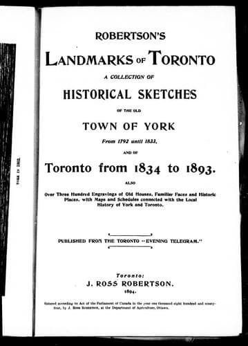 Cover of Landmarks of Toronto