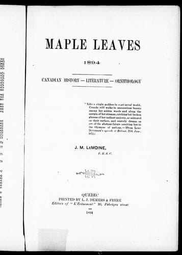 Cover of Maple leaves, 1894