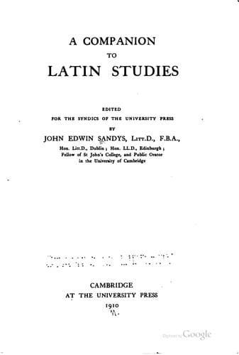 Cover of A companion to Latin studies