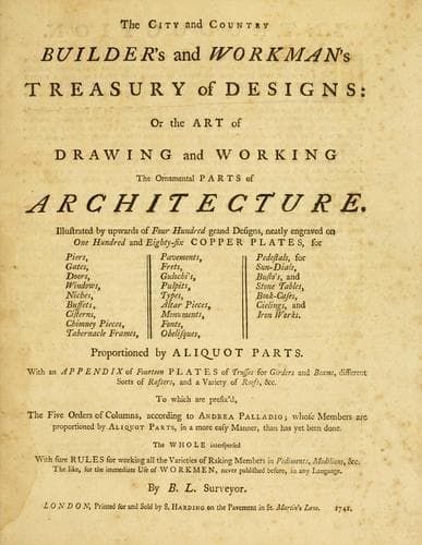 Cover of The city and country builder's and workman's treasury of designs