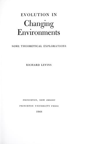 Cover of Evolution in changing environments